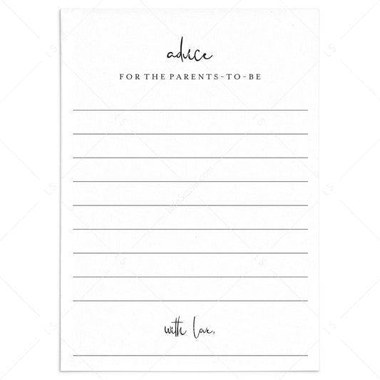 Advice For Parents To Be Cards Printable Modern Minimalist by LittleSizzle