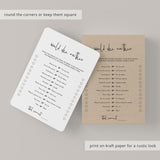 Would She Rather Bridal Game Printable