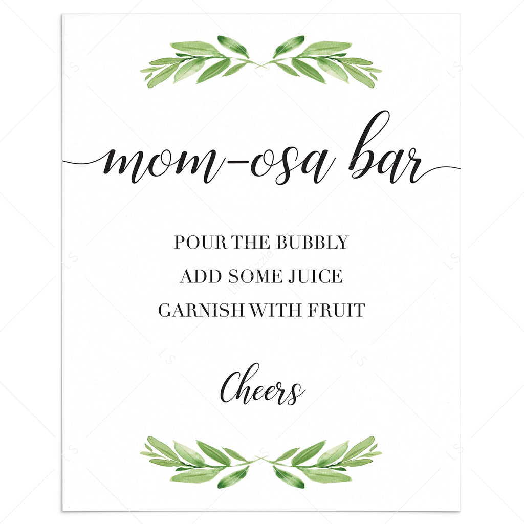 Momosa sign for greenery themed baby shower printable | Instant download – LittleSizzle momosa-sign-for-greenery-themed-baby-shower-printable-instant-download-littlesizzle