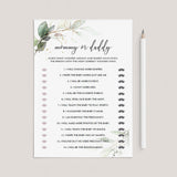 Baby Shower Games with Watercolor Greenery and Gold Foil Printable