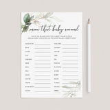 Modern Chic Baby Shower Game Printable Name That Baby Animal by LittleSizzle