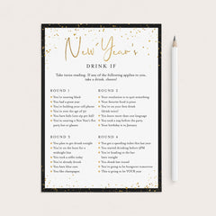 New Year's Eve Drink If Game Printable by LittleSizzle