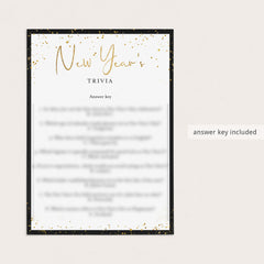 New Years Trivia Game with Answers Printable