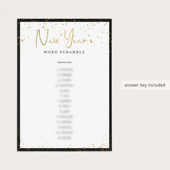 New Years Word Scramble Game Printable