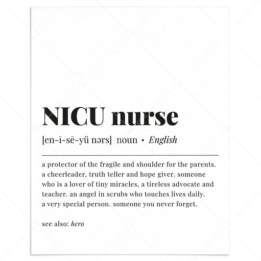 NICU Nurse Definition Print Instant Download by LittleSizzle