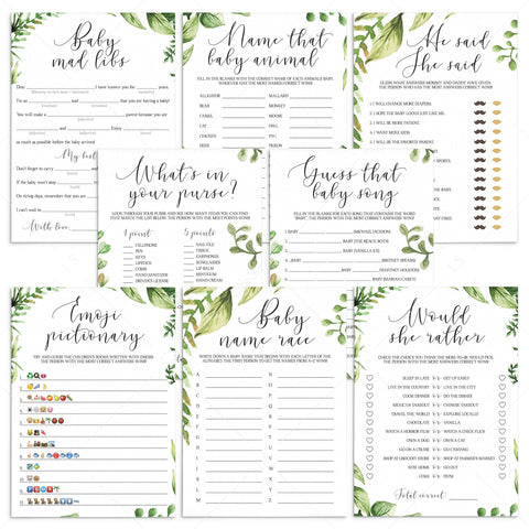 Printable Garden baby shower game cards bundle of 8 | Instant download ...