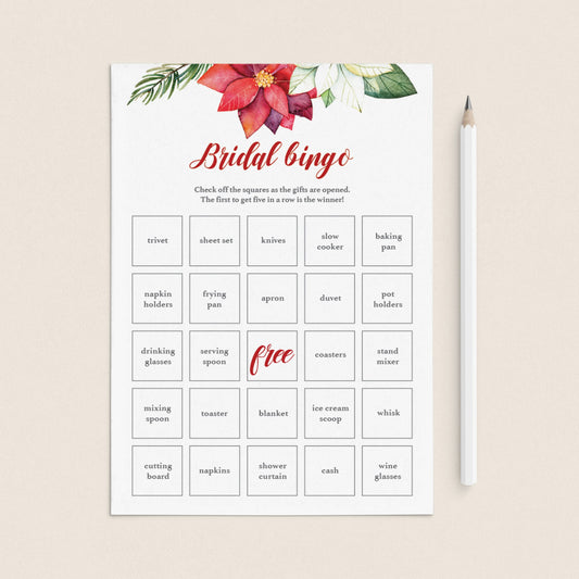 Prefilled Bingo Cards for Winter Bridal Shower by LittleSizzle