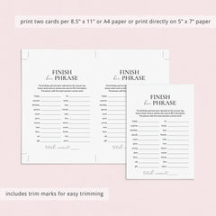 Group Birthday Party Game Finish Her Phrase Printable