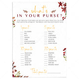 Burgundy Wedding Shower Game What's In Your Purse by LittleSizzle