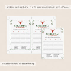 Vintage Christmas Party Game Scattergories Printable