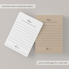 Modern Wedding Advice Cards Printable