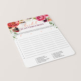 Pink and red bridal shower game scattergories printable by LittleSizzle