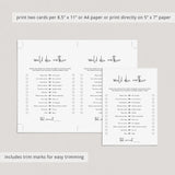 Would She Rather Bridal Game Printable