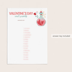 Valentines Word Scramble Game with Answers