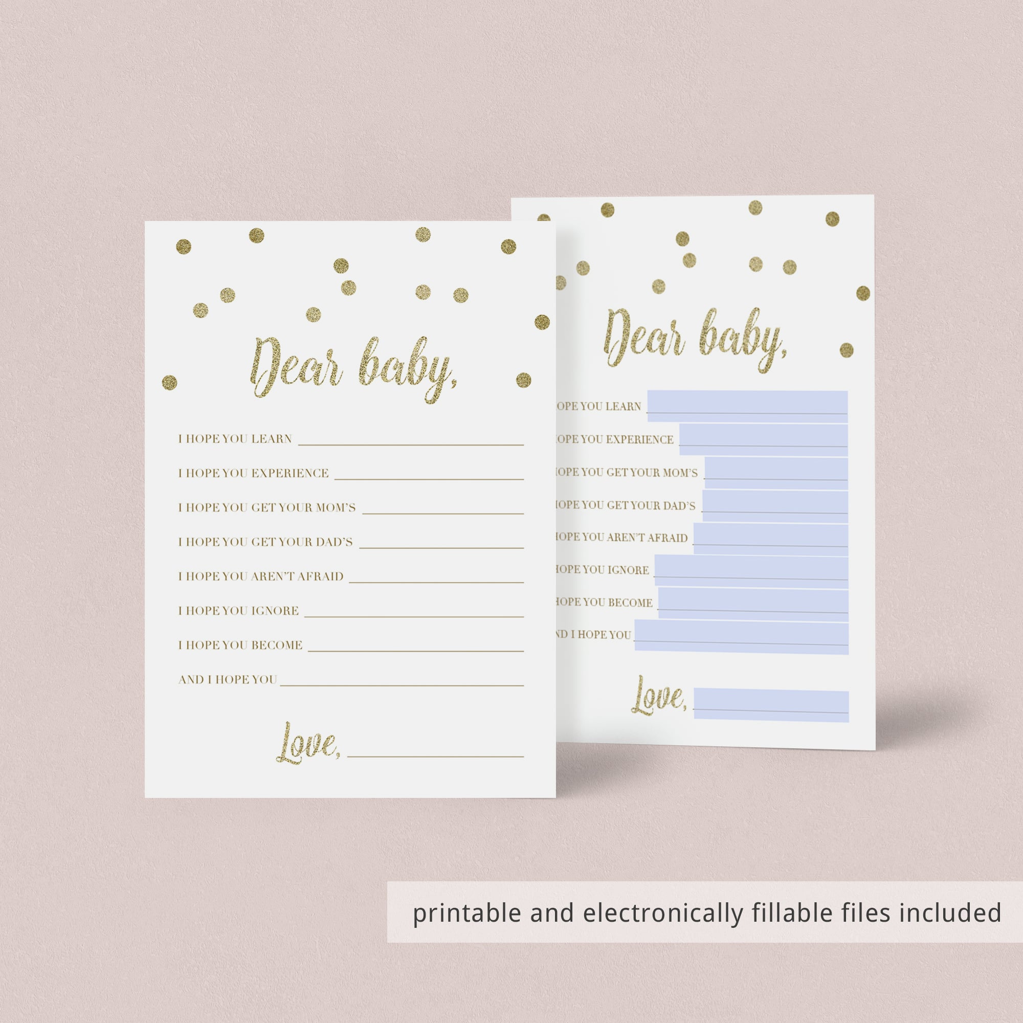 Virtual baby shower dear baby cards gold by LittleSizzle