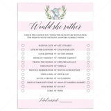 Printable mommy quiz would she rather pink and white by LittleSizzle