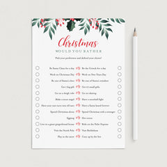 Would You Rather Christmas Party Game Printable by LittleSizzle
